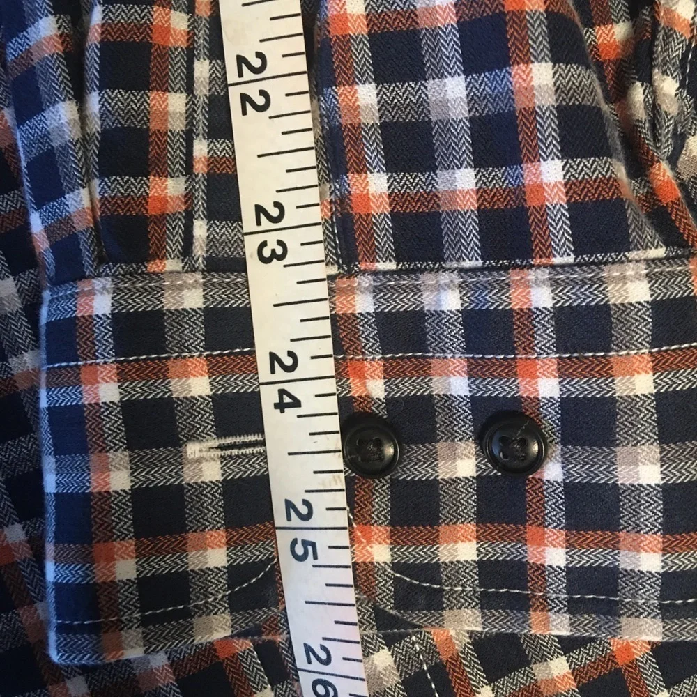 Banana Republic Luxe flannel checked - L Slim Fit Orange and Blue button down